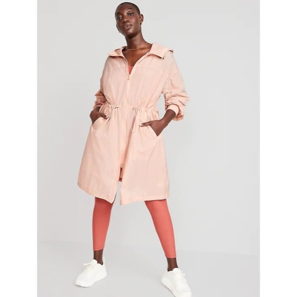 Old Navy Parka Jacket Size Small Long Sleeve Hooded Tunic Length Pink Outerwear